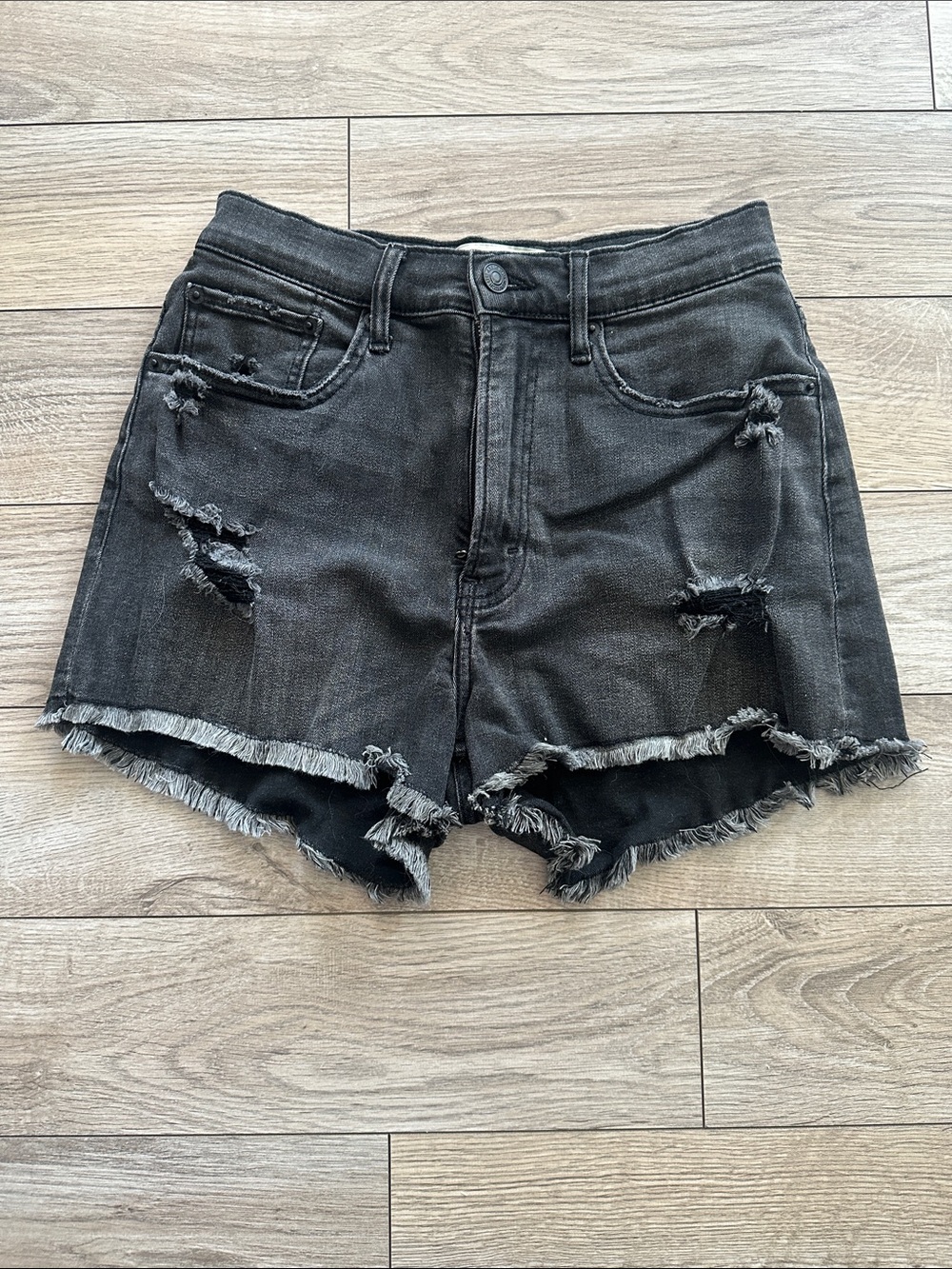 Abercrombie & Fitch Black Distressed Denim Cutoff Shorts